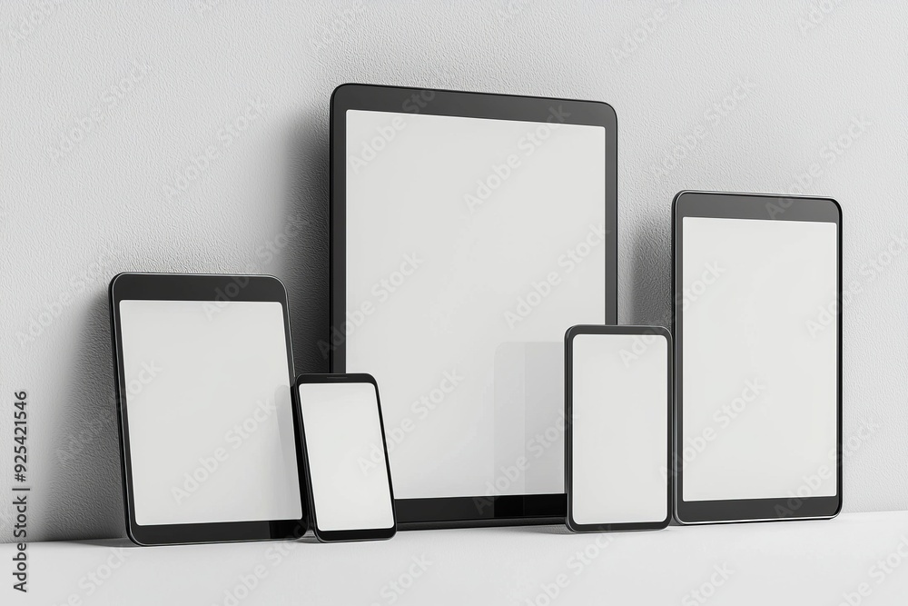 Multiple responsive screen and mobile devices mockup created with Generative AI
