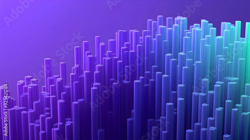 Abstract 3D visualization with vertical bars in gradient colors.