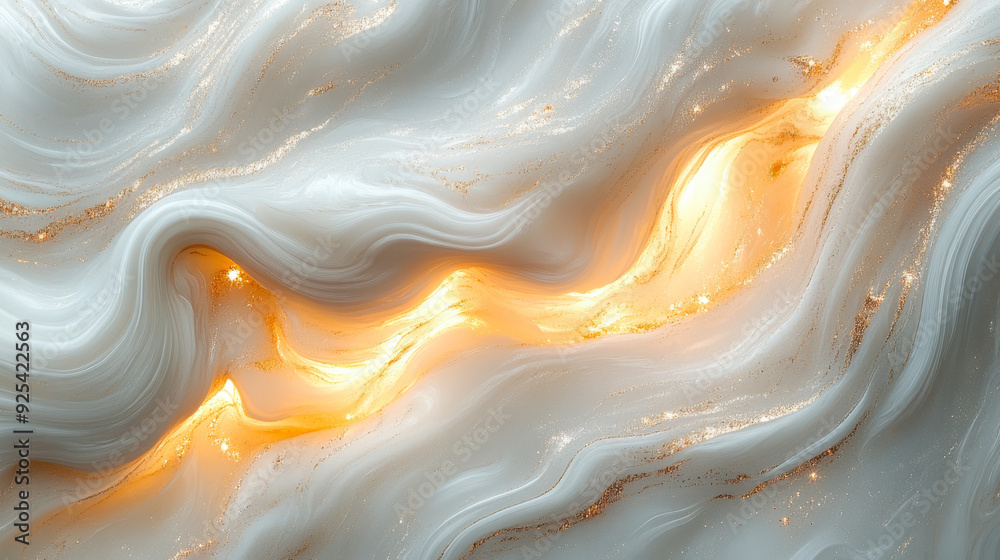 Abstract Fluid Art Background with Beige and Silver Hues, Liquid Marble Texture, Shiny Wavy Ink Pattern Illuminated by Light Abstract Fluid Art Background with Beige and Silver Hues, Liquid Marble Texture, Shiny Wavy Ink Pattern Illuminated by Light