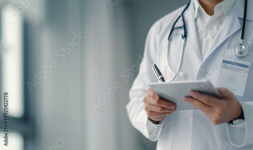 Doctor Taking Notes in a Clinical Setting During Daytime