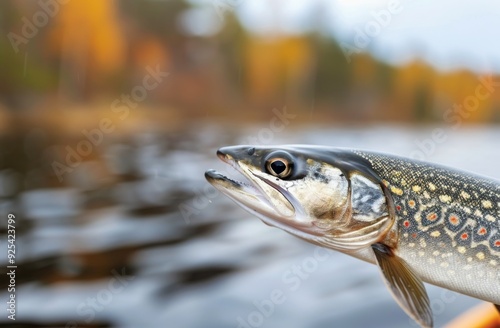 Angler Holding Trout in Autumn Colors on Northern Lake