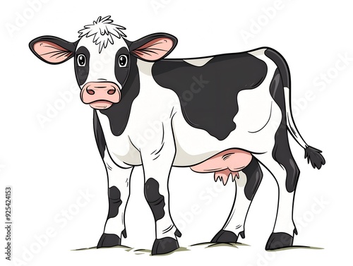 Cow clipart simple illustration for kids book. AI generated