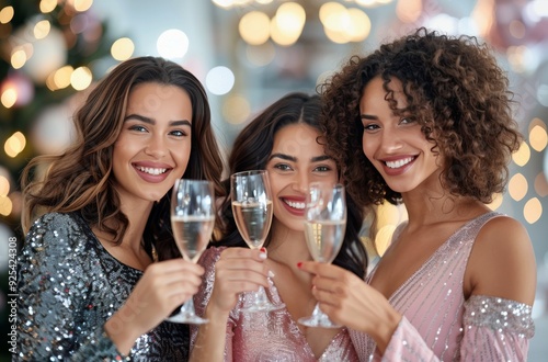 Celebratory Toast at a Bridal Shower With Friends in Elegant Attire