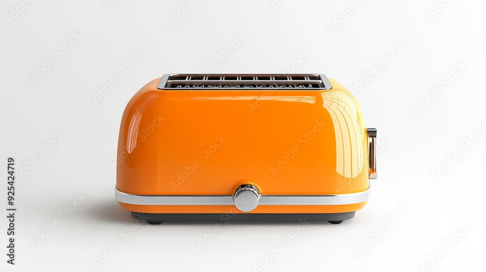 A realistic 3D illustration of an orange toaster, isolated on a white background A realistic 3D illustration of an orange toaster, isolated on a white background