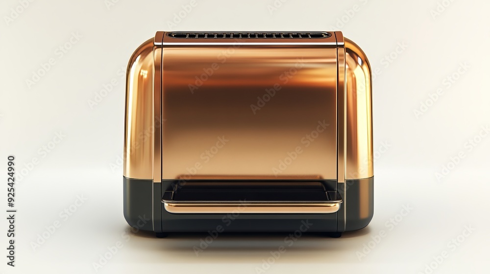 A shiny metallic toaster presented in a 3D realistic vector illustration, isolated on white background A shiny metallic toaster presented in a 3D realistic vector illustration, isolated on white background