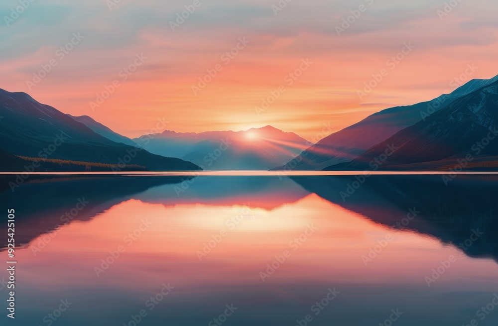 custom made wallpaper toronto digitalSerene Sunset Over Mountain Lake With Reflective Waters in Tranquil Landscape