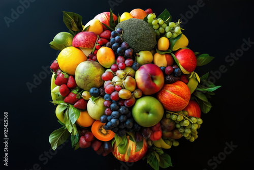 A Colorful and Vibrant Assortment of Fresh Fruits and Vegetables Displayed Together. array of fresh fruits and vegetables is arranged beautifully for an appealing display. World Vegetarian Day