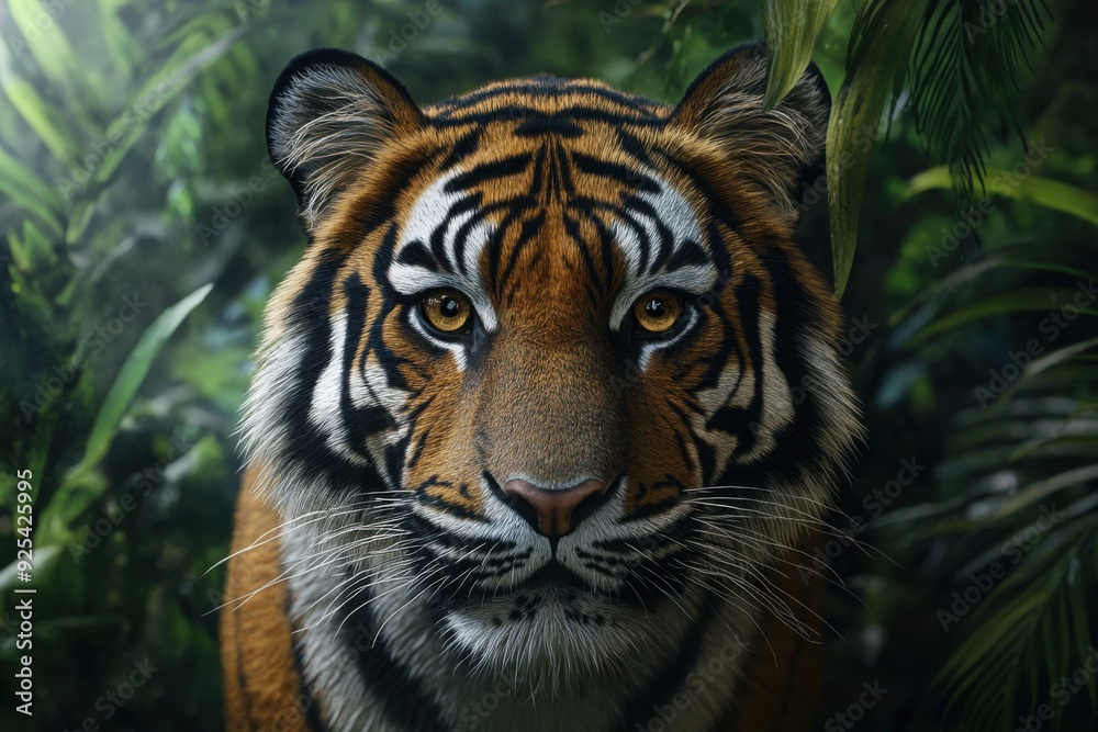 Close-Up of Majestic Tiger in Dense Jungle
Close-Up of Majestic Tiger in Dense Jungle