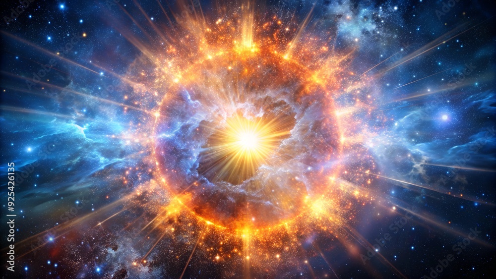 Fototapeta premium A detailed visualization of a supernova explosion in deep space