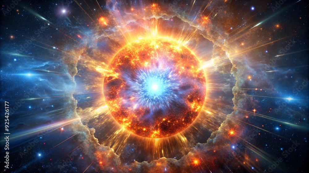 Obraz premium A detailed visualization of a supernova explosion in deep space