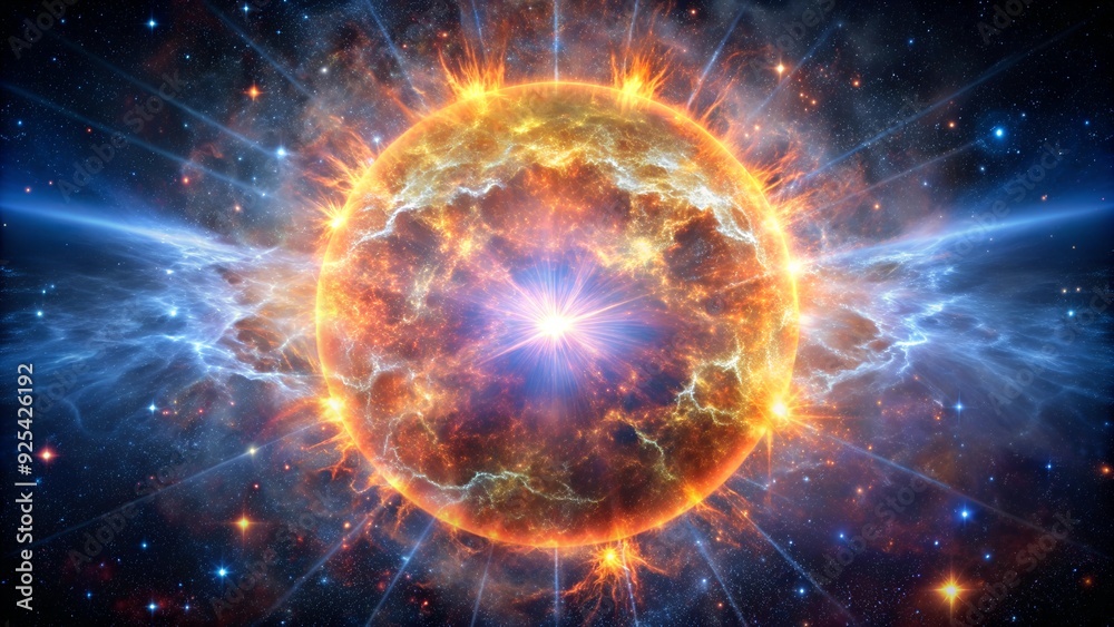Obraz premium A detailed visualization of a supernova explosion in deep space