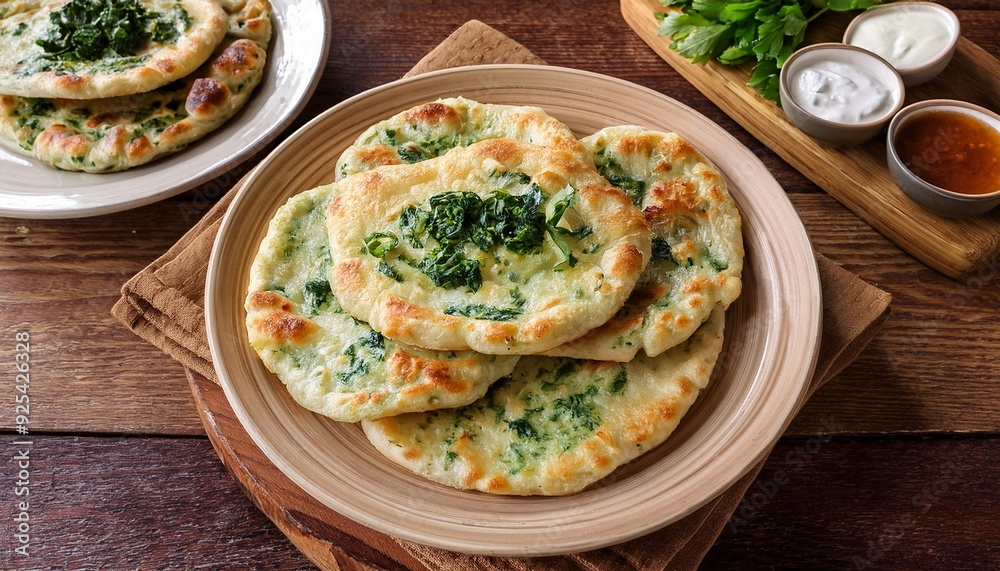 Turkish Food Gözleme Thin dough flatbreads filled with cheese, spinach or potatoes Turkish Food Gözleme Thin dough flatbreads filled with cheese, spinach or potatoes