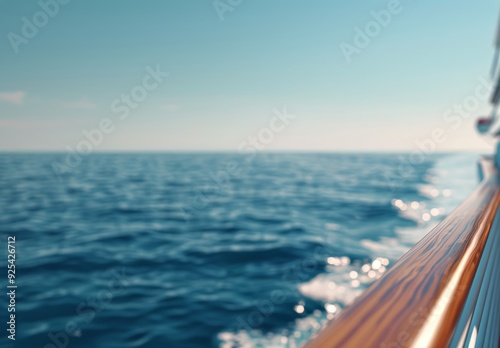 Cruise Ship Deck Overlooking Sparkling Ocean on a Bright Sunny Day