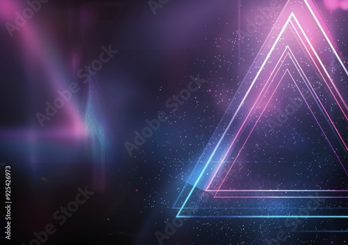 Neon Triangle Abstract Design With Starry Background