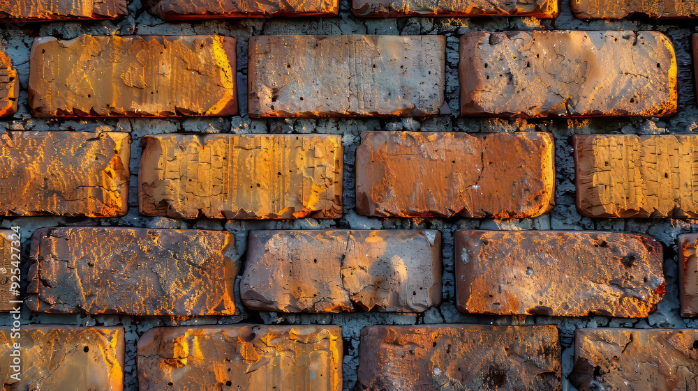 A close-up of an old brick wall with a rustic texture.
