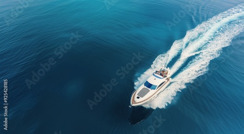 Speeding Boat on Clear Blue Waters Near Coastal Region