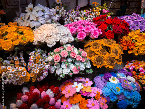 Obraz na plátně Knitted flowers