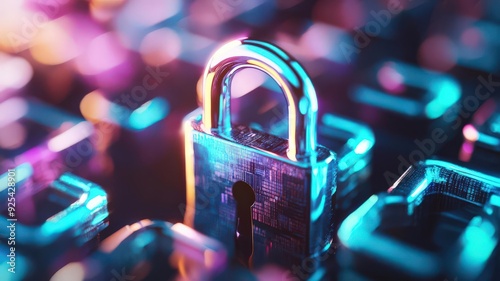 Digital privacy, holographic encryption, data breach prevention, futuristic visuals