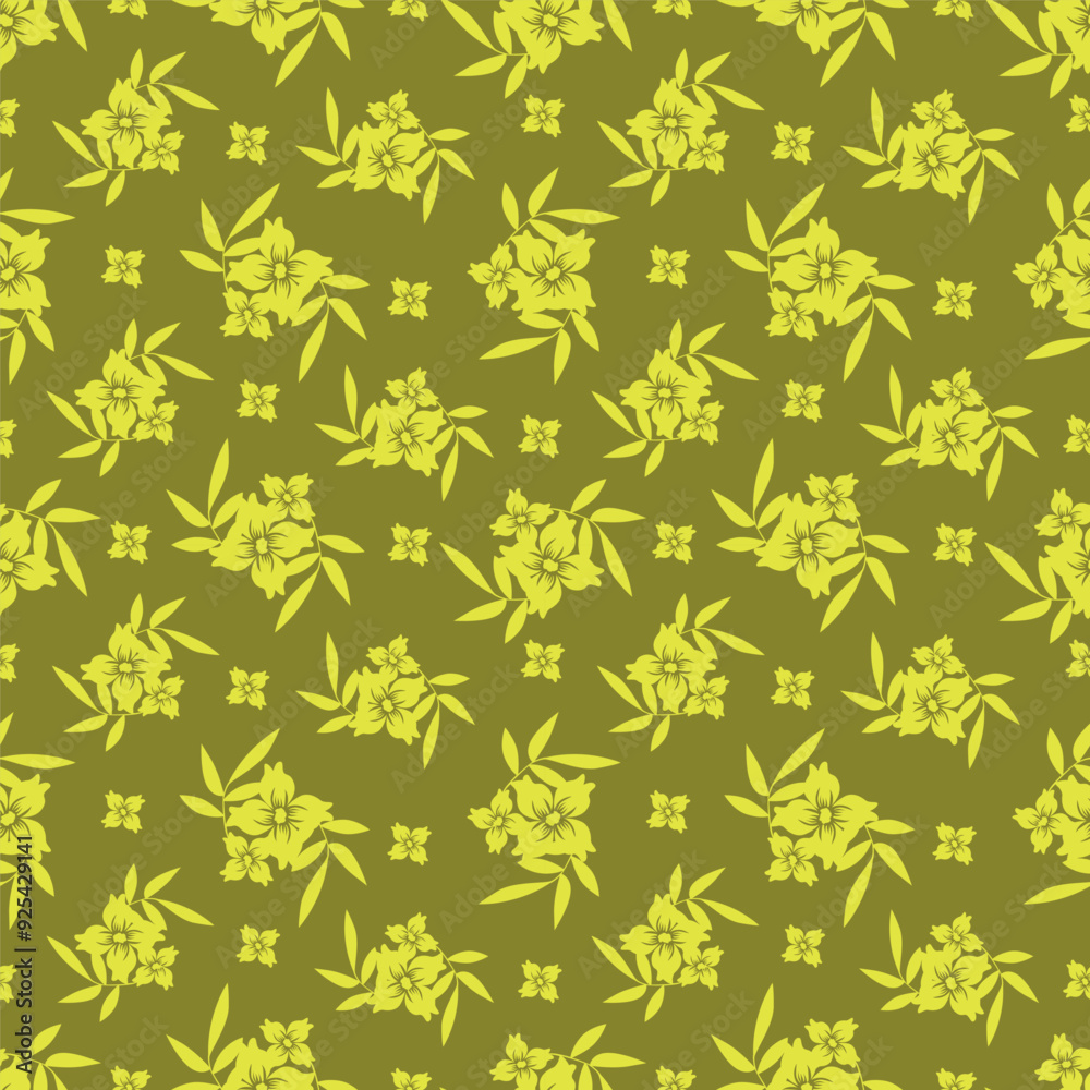 Flowers seamless pattern. vector illustration. Abstract flowers, floral vector with leaves Flowers seamless pattern. vector illustration. Abstract flowers, floral vector with leaves