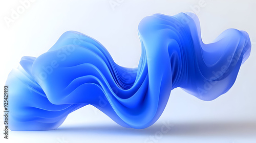 Abstract blue 3D wave flowing in the air.