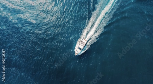 Speeding Boat on Clear Blue Waters Near Coastal Region