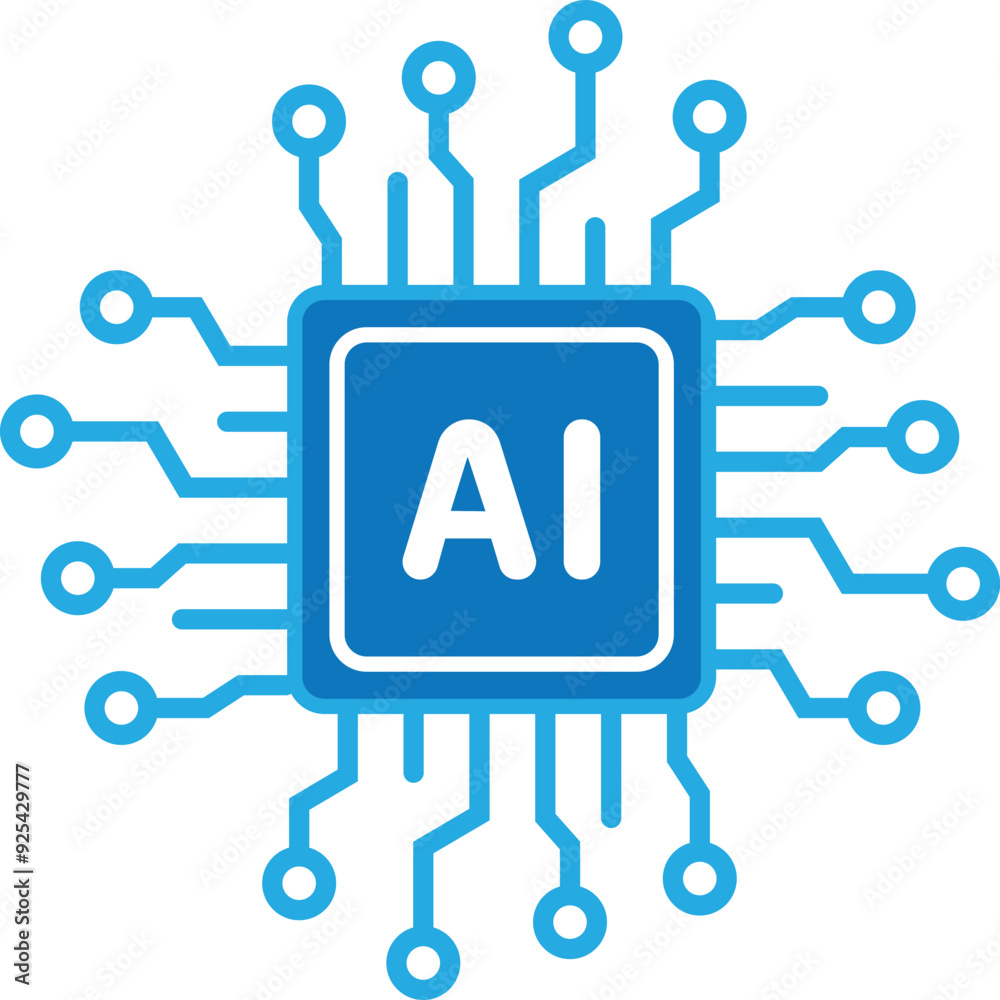Artificial Intelligence AI symbol flat icon. Artificial Intelligence AI symbol flat icon.