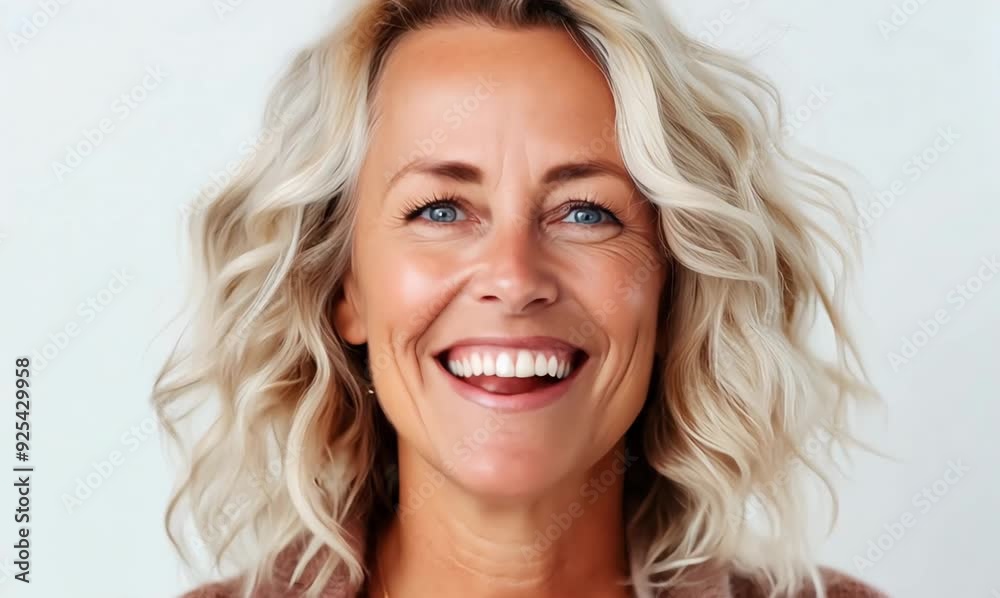 Portrait of a happy mature woman smiling at camera over white background Portrait of a happy mature woman smiling at camera over white background