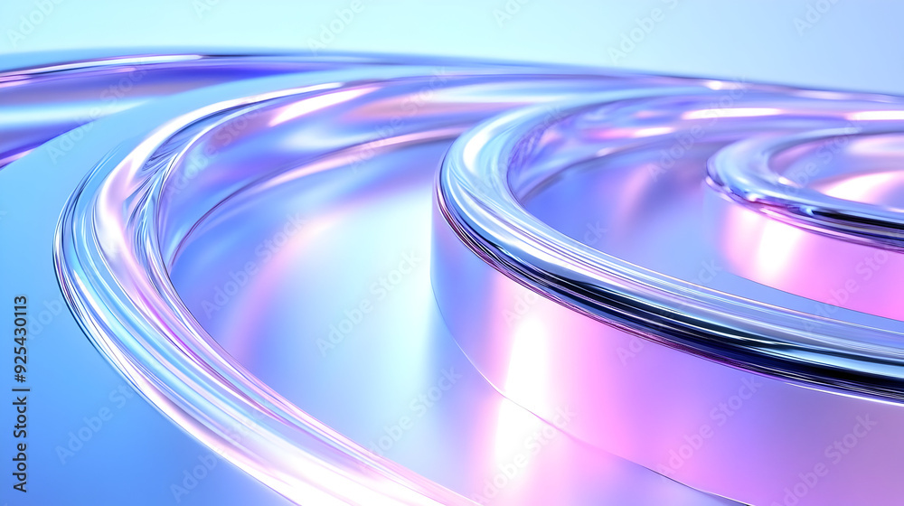 Abstract blue and pink iridescent rings.