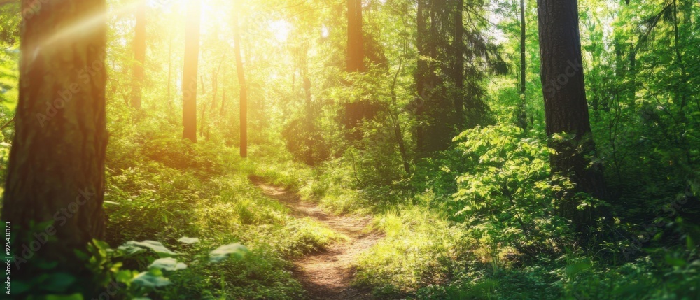 Naklejka premium Sunlit Forest Path