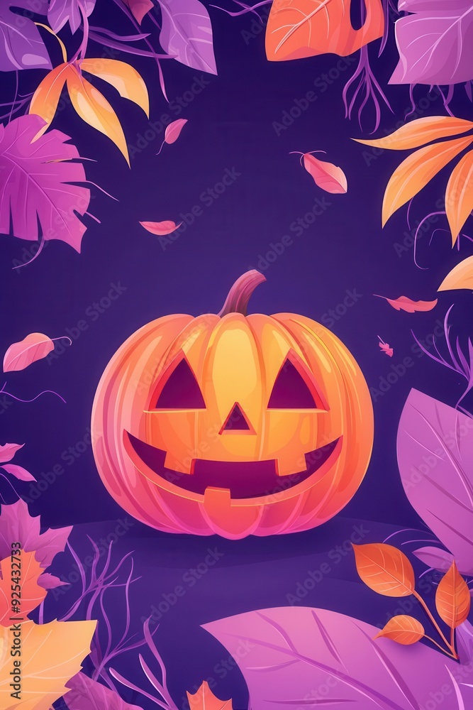 Pumpkin head flat design front view Halloween theme cartoon drawing vivid Pumpkin head flat design front view Halloween theme cartoon drawing vivid