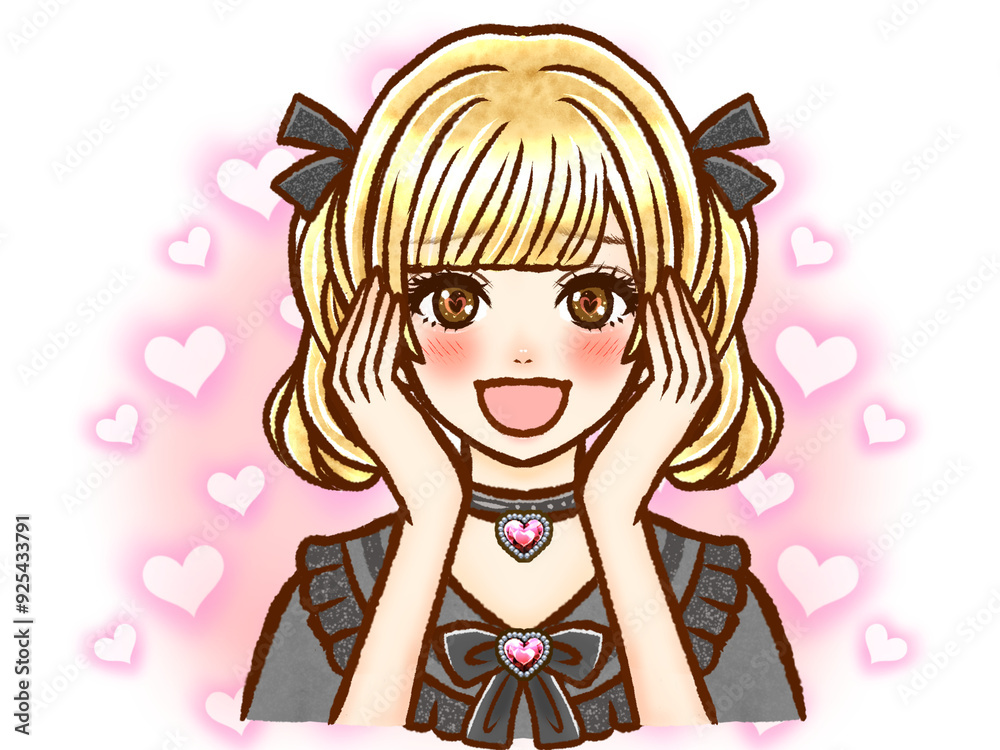 照れている地雷系ツインテール大人女性のイラスト素材2 照れている地雷系ツインテール大人女性のイラスト素材2