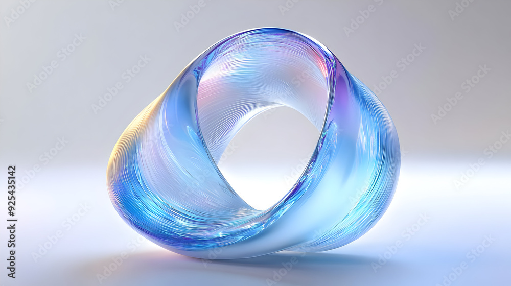 Abstract blue and white glass sculpture on a white background. Abstract blue and white glass sculpture on a white background.