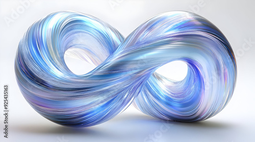 Abstract blue and white infinity symbol with swirling lines.