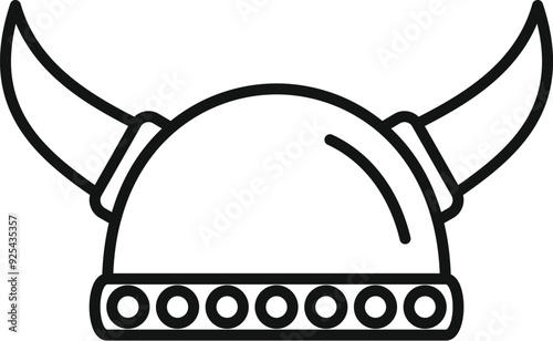 Simple line drawing of a viking helmet with horns, evoking the rich history and culture of scandinavia