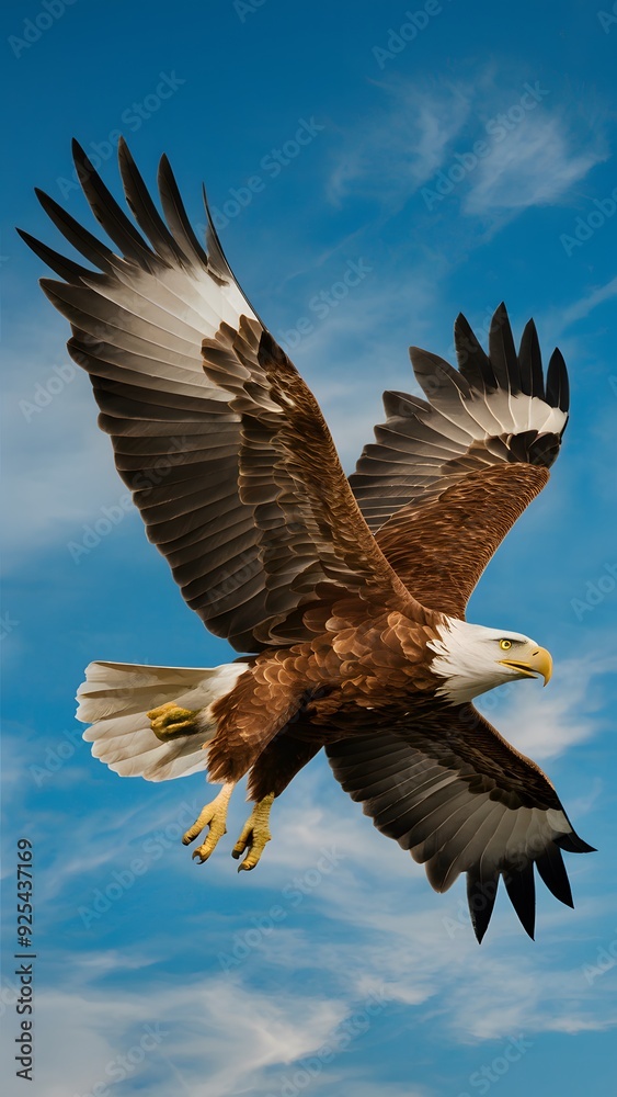 Round Winged Eagle Flying on Blue Sky Background, Photo Realistic, Pattern Background, Wallpaper, Cover and Screen for Smartphone, Cell Phone, Computer, Laptop Round Winged Eagle Flying on Blue Sky Background, Photo Realistic, Pattern Background, Wallpaper, Cover and Screen for Smartphone, Cell Phone, Computer, Laptop