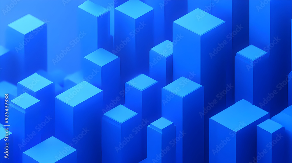 Abstract blue geometric shapes 3D rendering. Abstract blue geometric shapes 3D rendering.