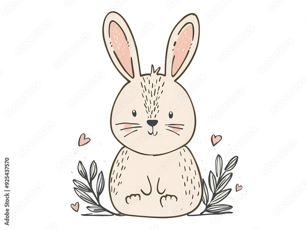 Bunny clipart simple illustration for kids book. AI generated Bunny clipart simple illustration for kids book. AI generated