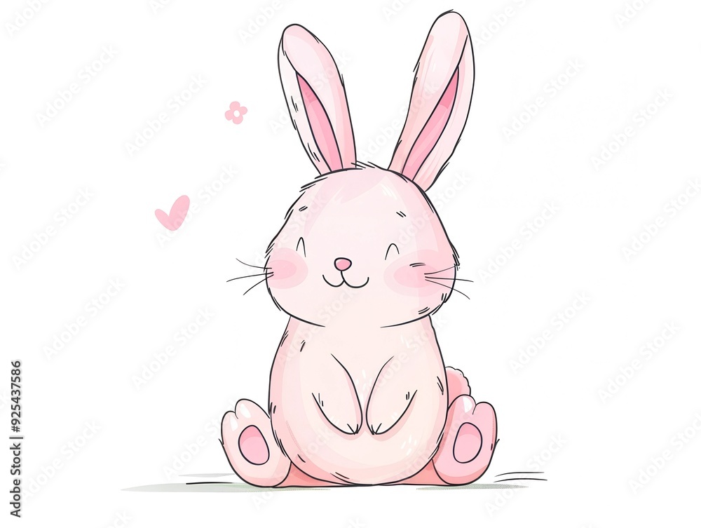 Obraz premium Bunny clipart simple illustration for kids book. AI generated