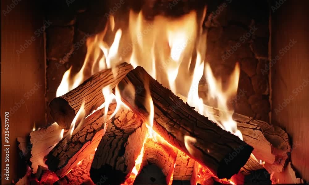 Fireplace closeup seamless loop HD 1080 