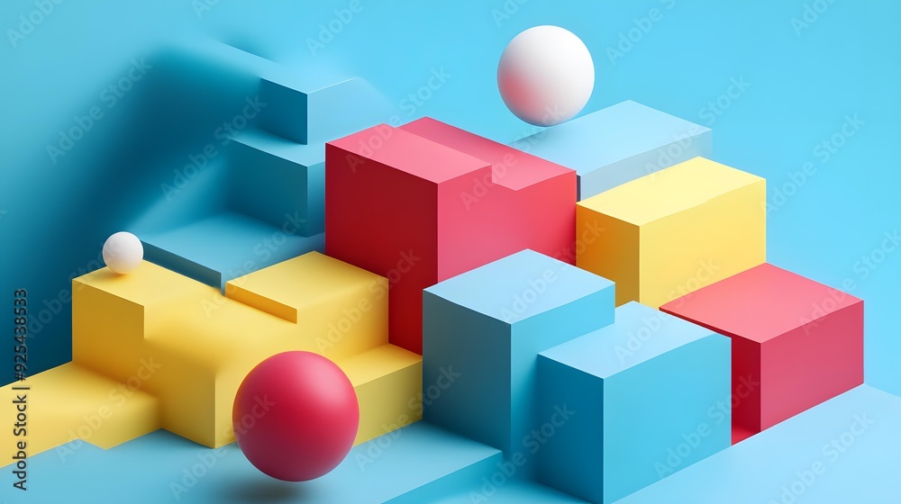 Abstract Colorful Geometric Shapes 3D Illustration Abstract Colorful Geometric Shapes 3D Illustration