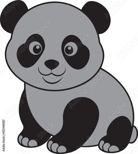 Baby panda vector art illustration on a white background