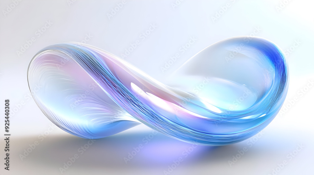 Abstract blue glass sculpture with iridescent glow. Abstract blue glass sculpture with iridescent glow.