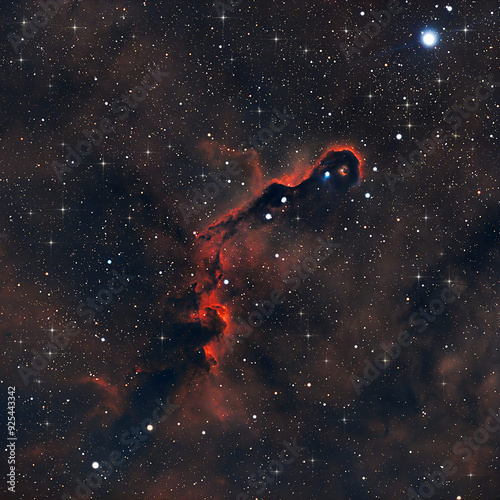 Elephant Trunk Nebula Deep Sky Photograph AI enhanced with star spikes photo