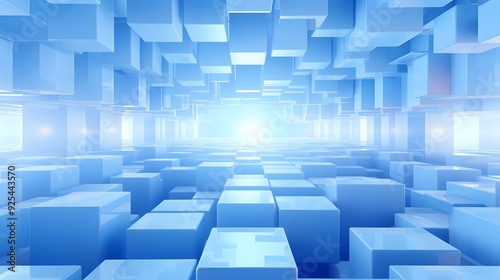 3d rendering of white and blue abstract geometric background. Scene for advertising, technology, showcase, banner, game, sport, cosmetic, business, metaverse. Sci-Fi Illustration. Product display