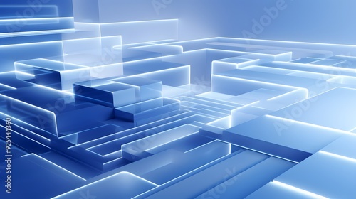 Wallpaper Mural 3d rendering of white and blue abstract geometric background. Scene for advertising, technology, showcase, banner, game, sport, cosmetic, business, metaverse. Sci-Fi Illustration. Product display Torontodigital.ca