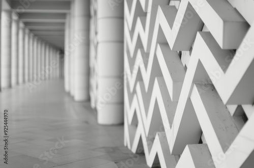 Triangular Patterns on a White Textured Wall Interior Design