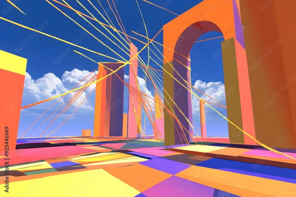 Fototapeta premium Abstract Architecture with Colorful Geometric Shapes