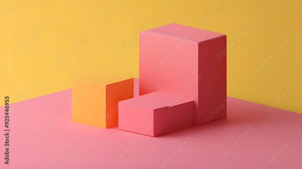 Abstract Geometric Shapes with Pink and Yellow Background Abstract Geometric Shapes with Pink and Yellow Background