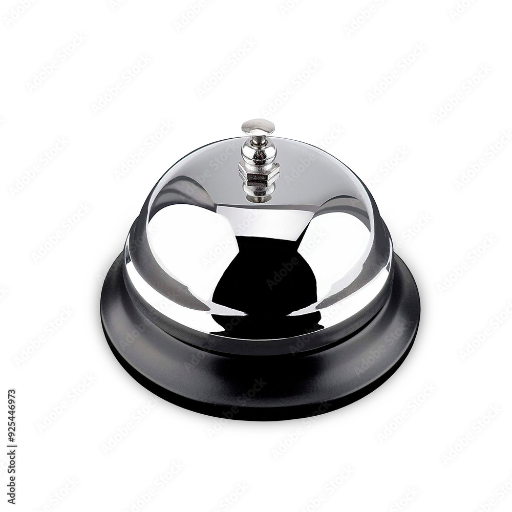 Hotel reception ring bell to call receptionist or spa, with transparent background and shadow Hotel reception ring bell to call receptionist or spa, with transparent background and shadow