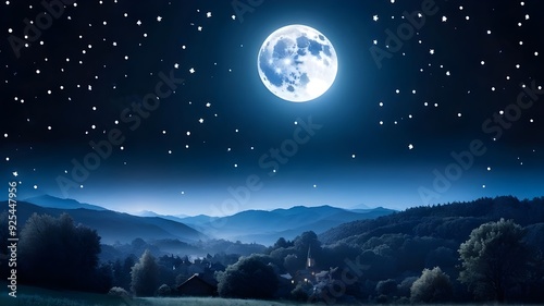 night landscape with moon